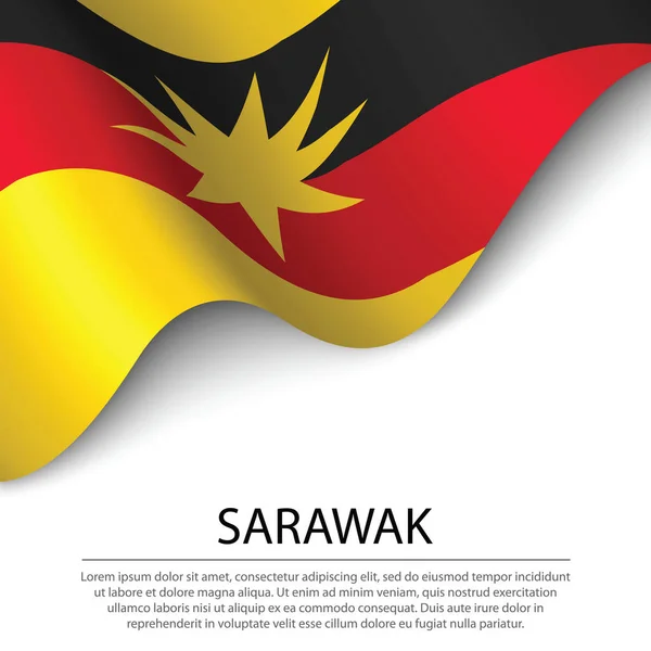 Sventolando Bandiera Del Sarawak Uno Stato Della Malesia Sfondo Bianco — Vettoriale Stock