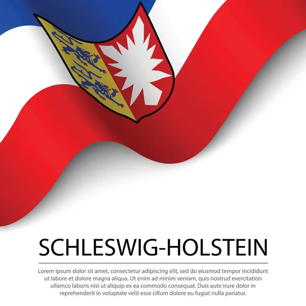 Schleswig Holstein Zászlaját Lobogtatva Németország Egy Fehér Hátterű Állama Banner — Stock Vector