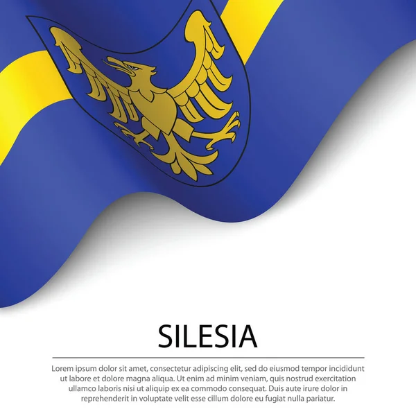 Ondeando Bandera Del Voivodato Silesia Una Región Pollandia Sobre Fondo — Vector de stock