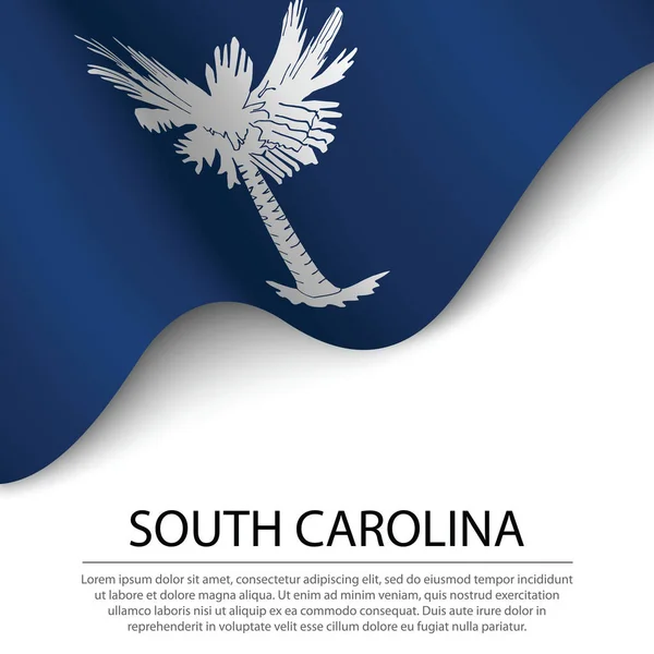 Güney Carolina Nın Dalgalanan Bayrağı Beyaz Arka Planda Bulunan Bir — Stok Vektör