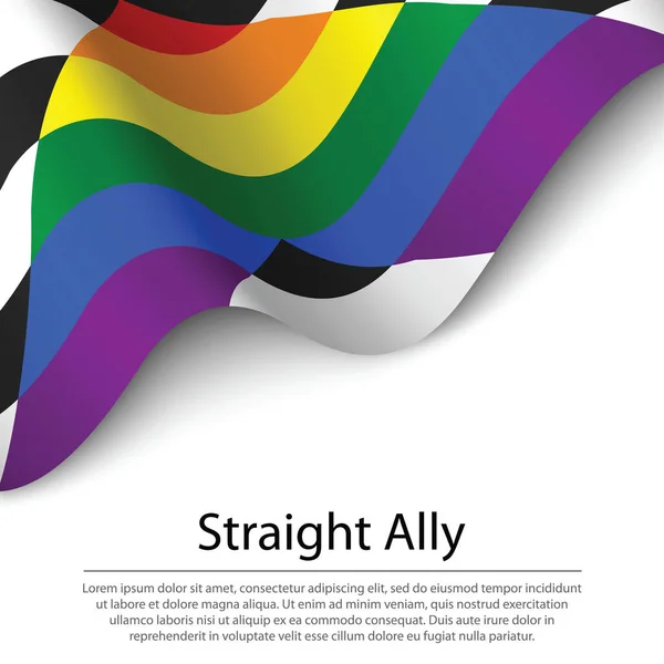 Acenando Bandeira Straight Ally Sobre Fundo Branco Modelo Vetor Faixa —  Vetores de Stock