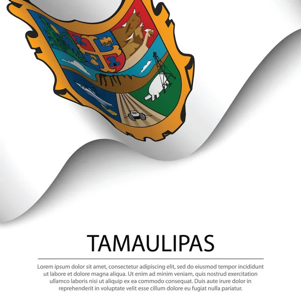 Bandera Tamaulipas Estado México Sobre Fondo Blanco Plantilla Vector Banner — Vector de stock