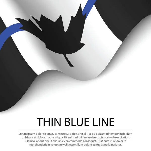 Drapeau Ondulé Canada Ligne Bleue Mince Sur Fond Blanc Modèle — Image vectorielle