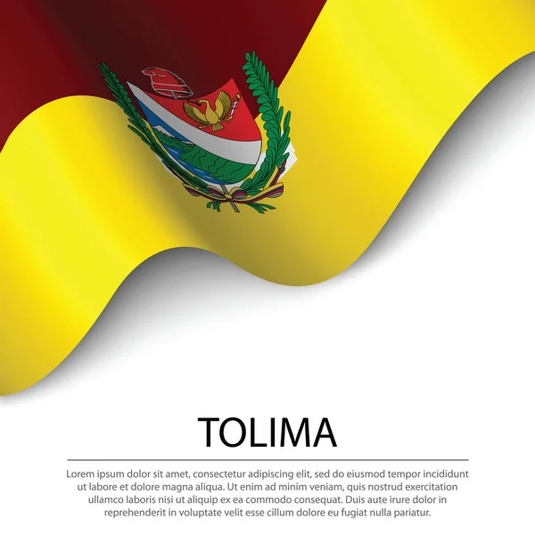 Viftande Flagga Tolima Region Colombia Vit Bakgrund Mall För Banderoll — Stock vektor