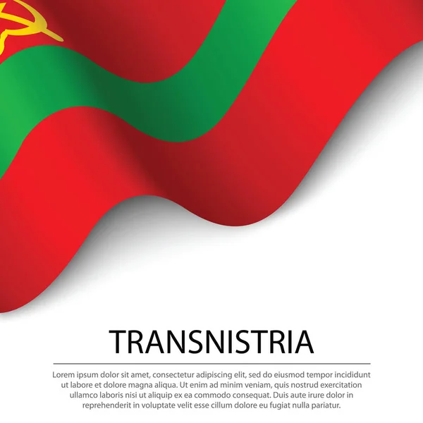 Ondeando Bandera Transnistria Sobre Fondo Blanco Plantilla Vector Banner Cinta — Vector de stock