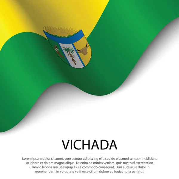 Bandeira Acenando Vichada Uma Região Colômbia Sobre Fundo Branco Modelo — Vetor de Stock