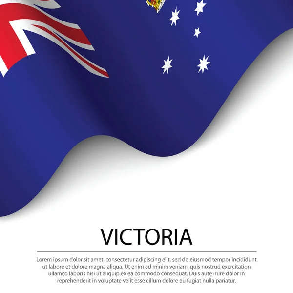 Viktória Zászlaját Lobogtatva Ausztrália Egy Fehér Hátterű Állama Banner Vagy — Stock Vector
