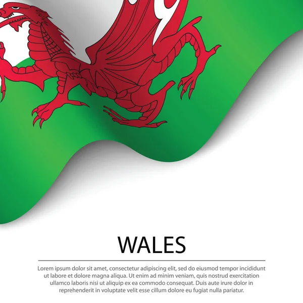 Bandiera Sventolante Del Galles Una Regione Del Regno Unito Sfondo — Vettoriale Stock