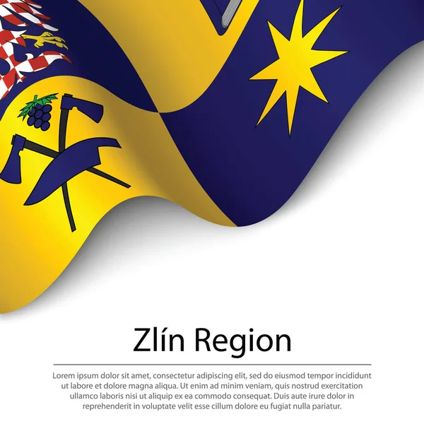 Bandeira Ondulante Zlin Uma Região República Checa Sobre Fundo Branco —  Vetores de Stock