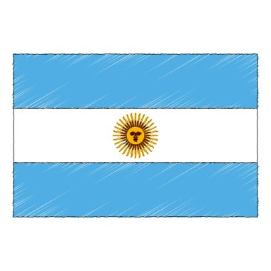 Hand drawn sketch flag of Argentina. doodle style vector icon
