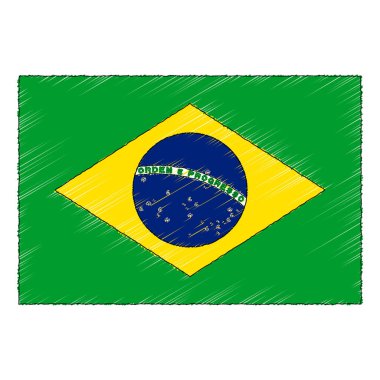 Hand drawn sketch flag of Brazil. doodle style vector icon