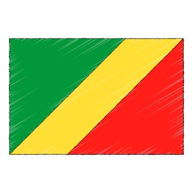 Hand drawn sketch flag of Congo. doodle style vector icon