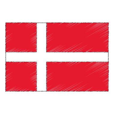 Hand drawn sketch flag of Denmark. doodle style vector icon