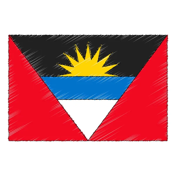 Hand Drawn Sketch Flag Antigua Barbuda Doodle Style Vector Icon — Stock Vector