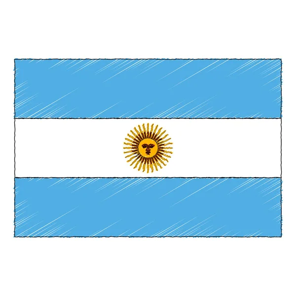Bandera Dibujada Mano Argentina Estilo Doodle Vector Icono — Archivo Imágenes Vectoriales