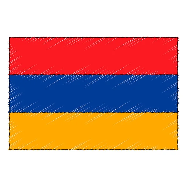 Hand Drawn Sketch Flag Armenia Doodle Style Vector Icon — стоковий вектор