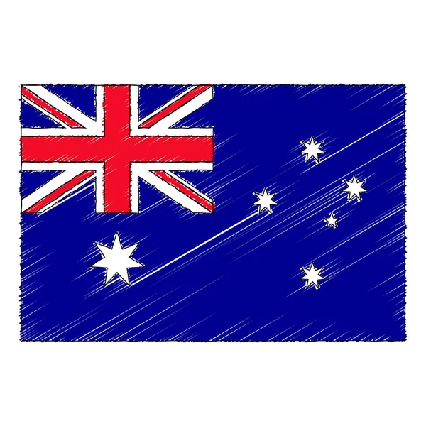 Hand Drawn Sketch Flag Australia Doodle Style Vector Icon — Stock Vector