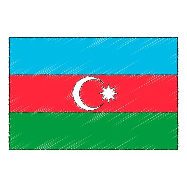 Hand Drawn Sketch Flag Azerbaijan Doodle Style Vector Icon — Stockvektor