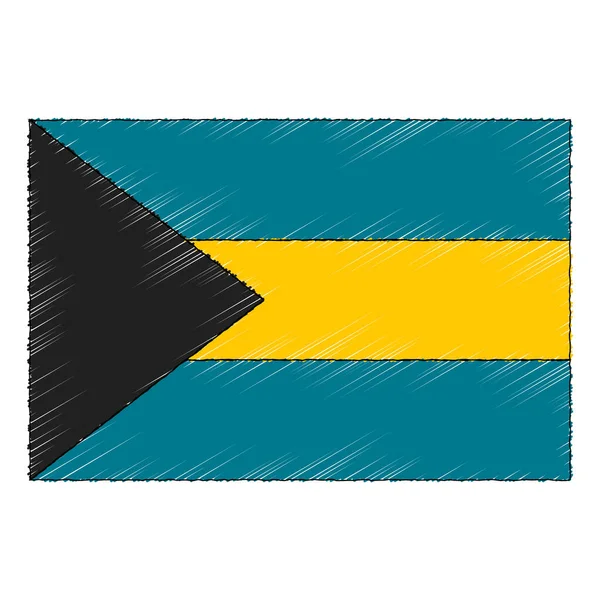 Hand Drawn Sketch Flag Bahamas Doodle Style Vector Icon — Image vectorielle