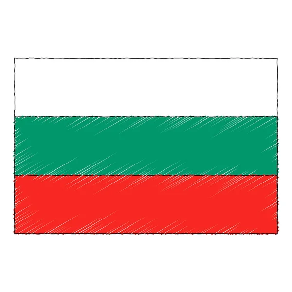 Hand Drawn Sketch Flag Bulgaria Doodle Style Vector Icon — Stok Vektör