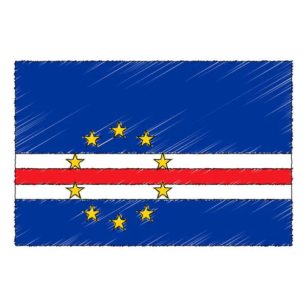 Hand Drawn Sketch Flag Cape Verde Doodle Style Vector Icon — Stok Vektör
