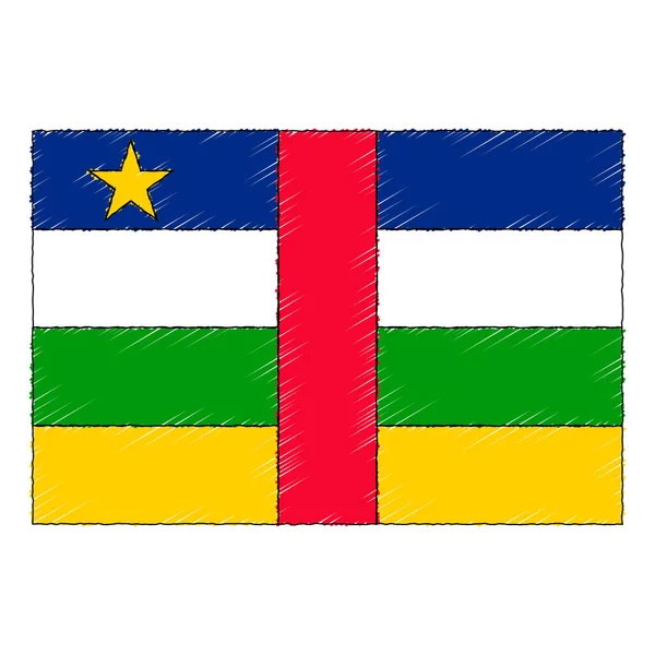Hand Drawn Sketch Flag Central African Republic Doodle Style Vector — Stockový vektor