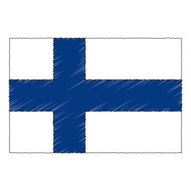 Hand drawn sketch flag of Finland. doodle style vector icon