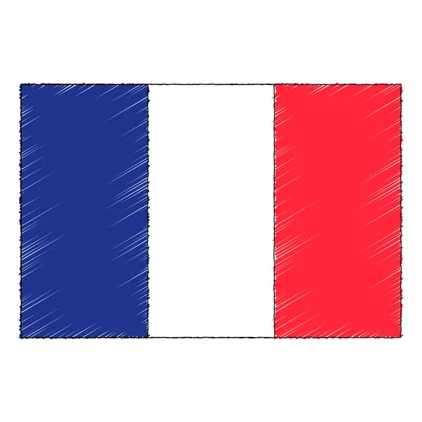 Hand Drawn Sketch Flag France Doodle Style Vector Icon — Stockový vektor