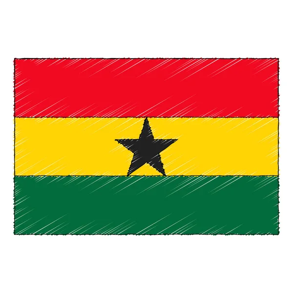Hand Drawn Sketch Flag Ghana Doodle Style Vector Icon — 스톡 벡터