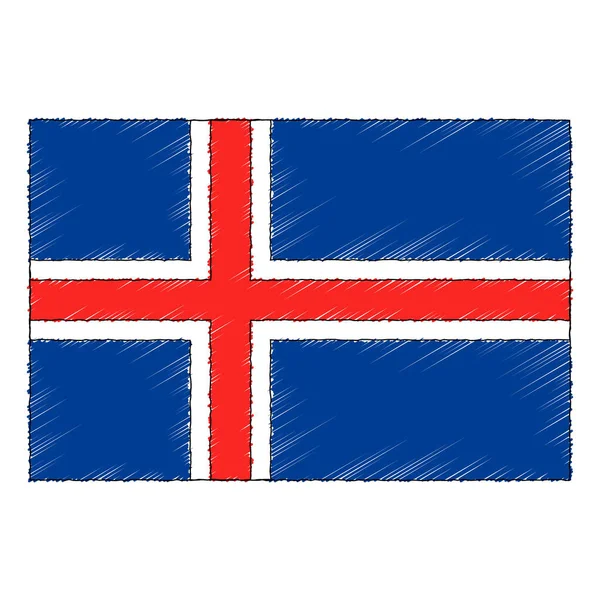 Hand Drawn Sketch Flag Iceland Doodle Style Vector Icon — Stockvektor