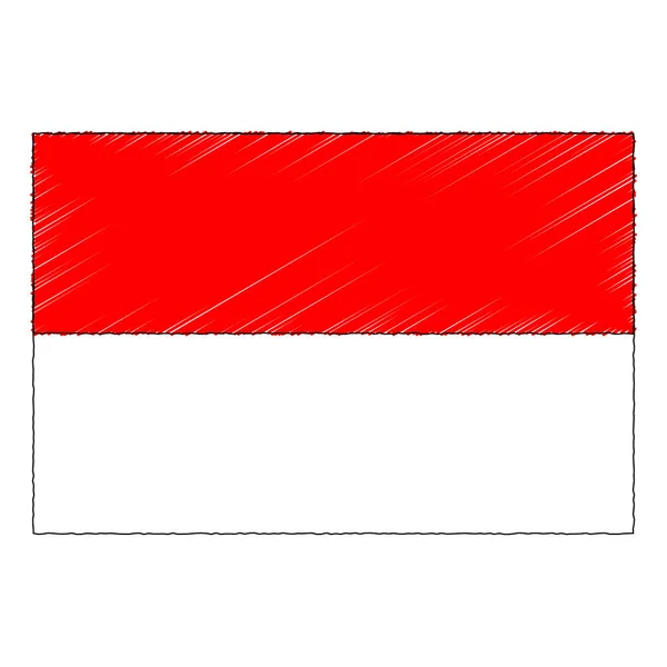 Hand Drawn Sketch Flag Indonesia Doodle Style Vector Icon — Διανυσματικό Αρχείο