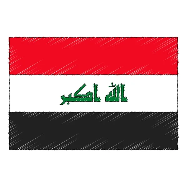 Hand Drawn Sketch Flag Iraq Doodle Style Vector Icon — Stok Vektör