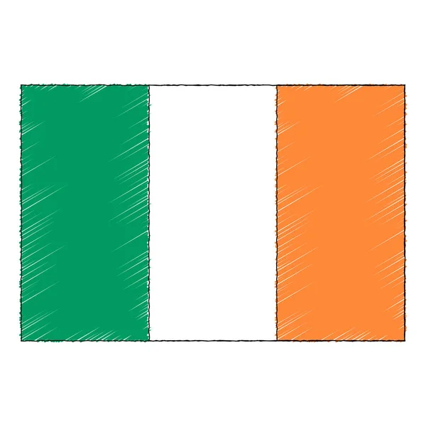 Hand Drawn Sketch Flag Ireland Doodle Style Vector Icon — ストックベクタ