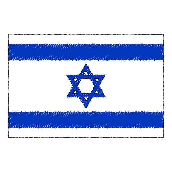 Hand Drawn Sketch Flag Israel Doodle Style Vector Icon — стоковый вектор