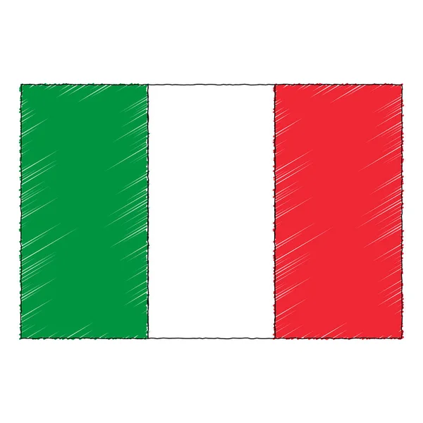 Hand Drawn Sketch Flag Italy Doodle Style Vector Icon — ストックベクタ