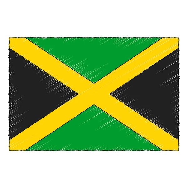 Hand Drawn Sketch Flag Jamaica Doodle Style Vector Icon — Διανυσματικό Αρχείο