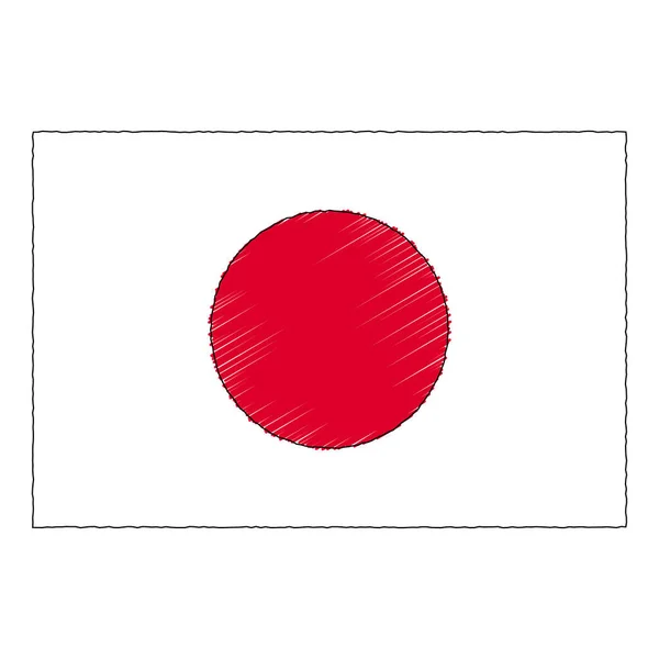 Bandera Dibujada Mano Japón Estilo Doodle Icono Vectorial — Vector de stock