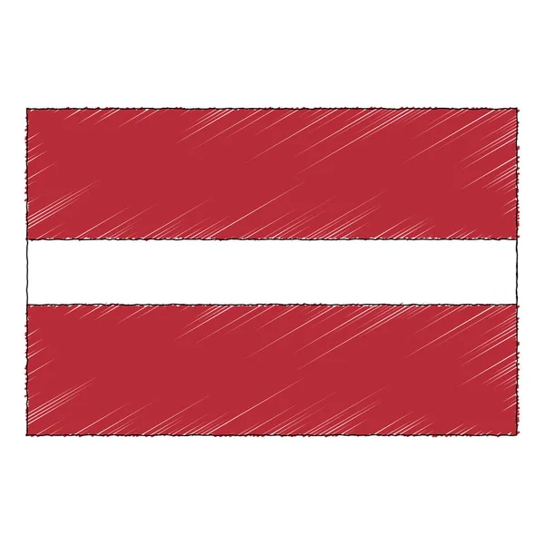 Hand Drawn Sketch Flag Latvia Doodle Style Vector Icon — 스톡 벡터