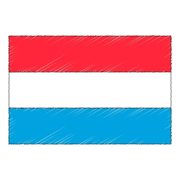 Hand Drawn Sketch Flag Luxembourg Doodle Style Vector Icon — 图库矢量图片