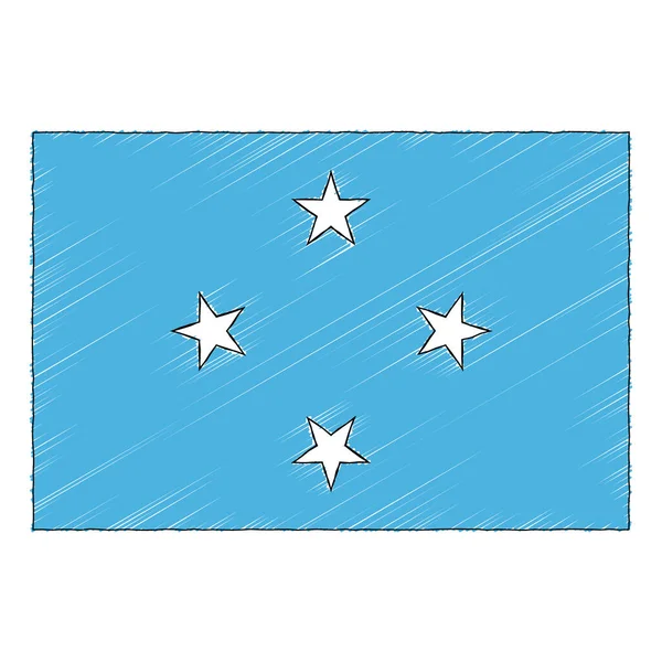 Hand Drawn Sketch Flag Micronesia Doodle Style Vector Icon — стоковий вектор