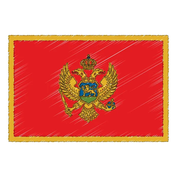Hand Drawn Sketch Flag Montenegro Doodle Style Vector Icon — 스톡 벡터