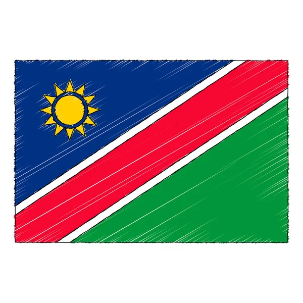 Hand Drawn Sketch Flag Namibia Doodle Style Vector Icon — Stockvektor