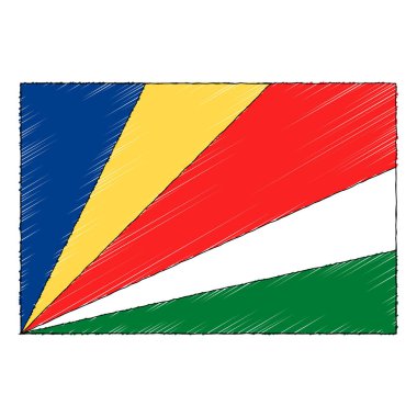Hand drawn sketch flag of Seychelles. doodle style vector icon