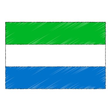 Hand drawn sketch flag of Sierra Leone. doodle style vector icon