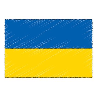 Hand drawn sketch flag of Ukraine. doodle style vector icon