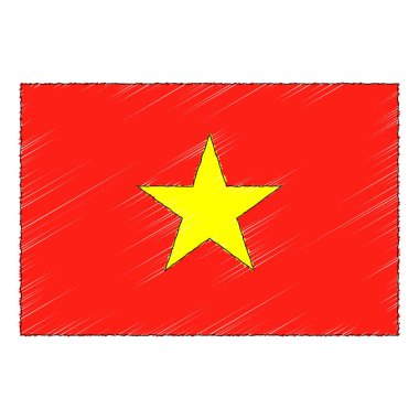 Hand drawn sketch flag of Vietnam. Doodle style icon