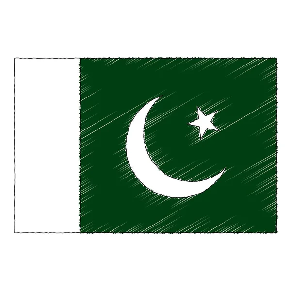 Hand Drawn Sketch Flag Pakistan Doodle Style Vector Icon — Archivo Imágenes Vectoriales