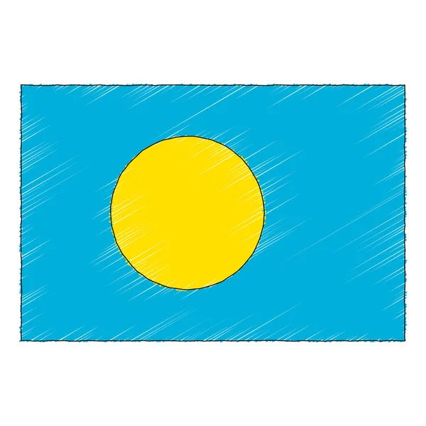 Hand Drawn Sketch Flag Palau Doodle Style Vector Icon — 스톡 벡터