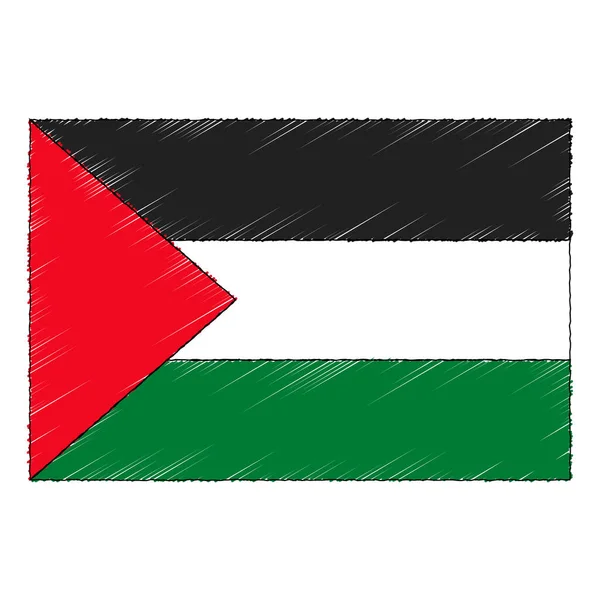 Hand Drawn Sketch Flag Palestine Doodle Style Vector Icon — Stockový vektor