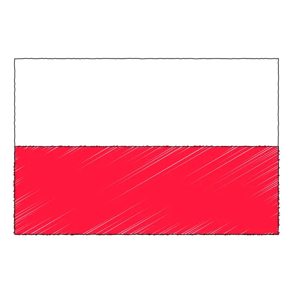 Hand Drawn Sketch Flag Poland Doodle Style Vector Icon — Wektor stockowy